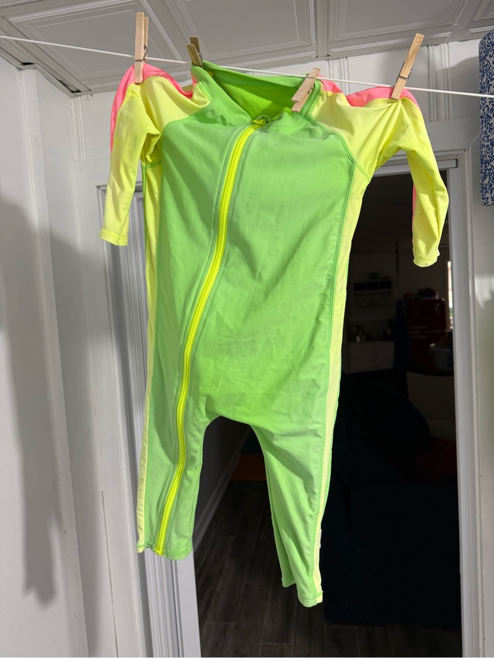 SwimZip Neon Green & Yellow Long-Sleeve Swim Rashguard Suit